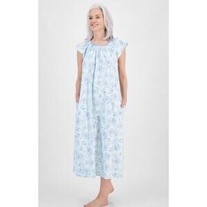 Brand New Charter Club Women's Size Small Blue Floral Sleepwear Gown Dress